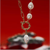 Paperclip Chain Pearl Necklace1