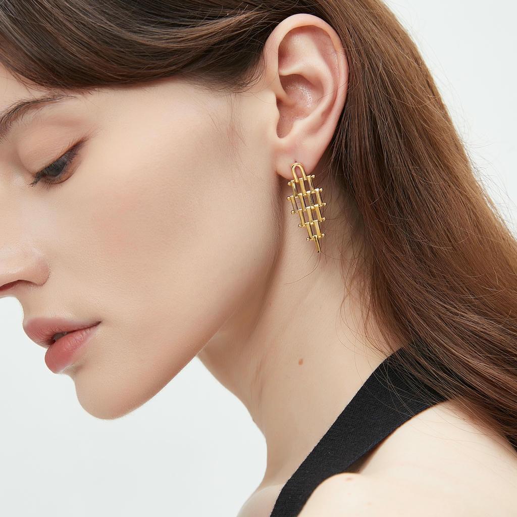 Architectural Gold Drop Earrings 2