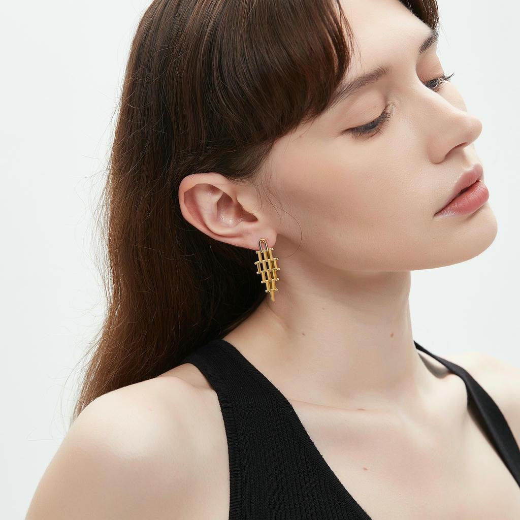 Architectural Gold Drop Earrings 4