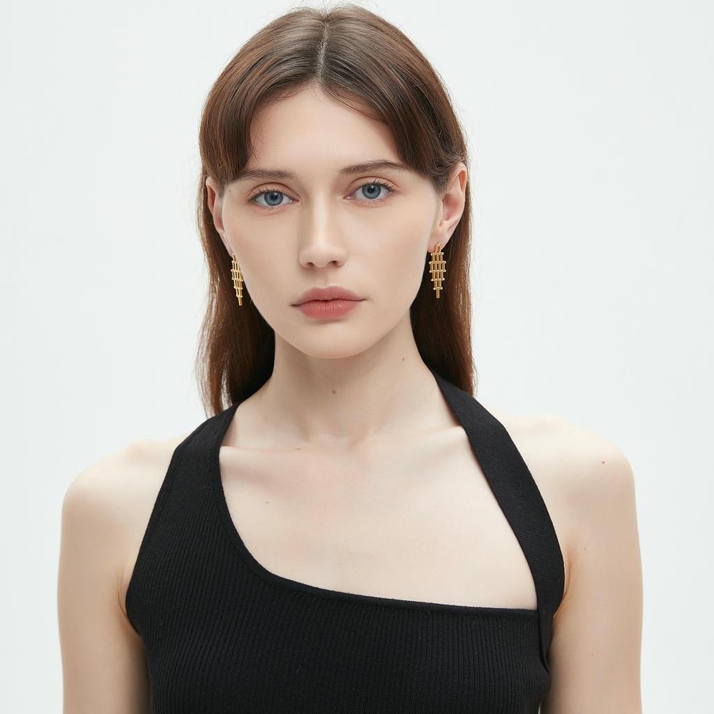 Architectural Gold Drop Earrings 5