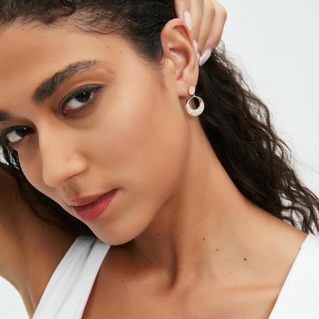 Gemstone Round Drop Earrings 3