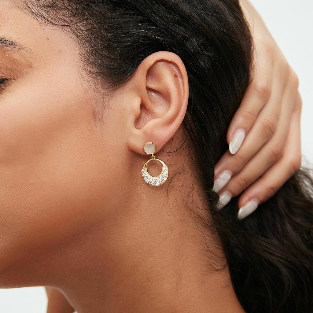 Gemstone Round Drop Earrings 4