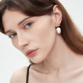 Baroque Pearl Metal Knot Earrings 3