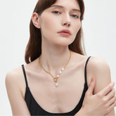 Paperclip Chain Pearl Necklace7