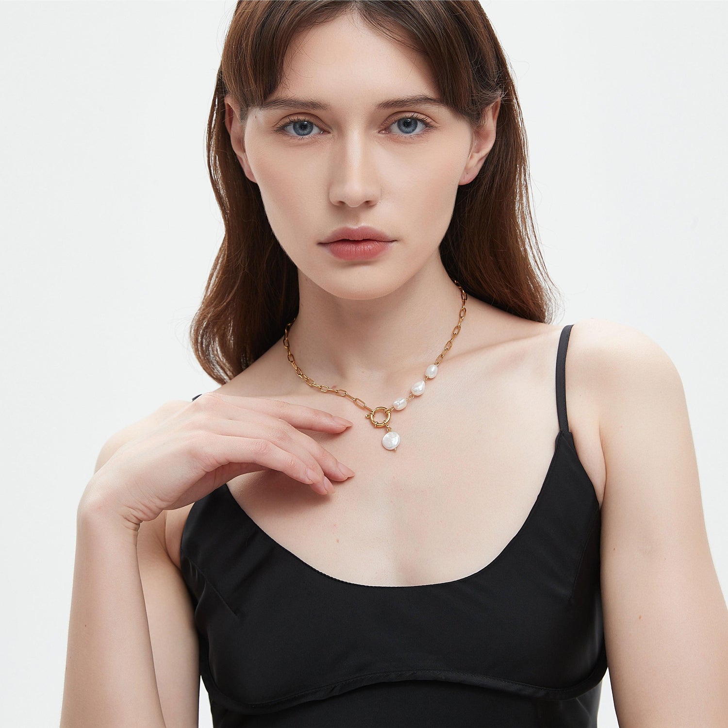 Paperclip Chain Pearl Necklace3