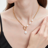 Paperclip Chain Pearl Necklace6