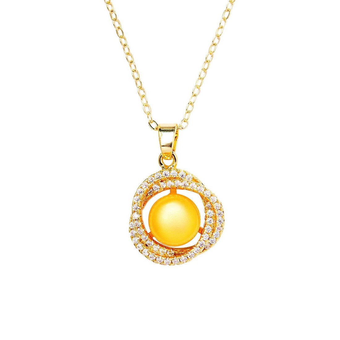 Double Loop Twist Gold Pearl Necklace 1