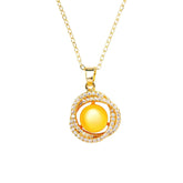 Double Loop Twist Gold Pearl Necklace 1