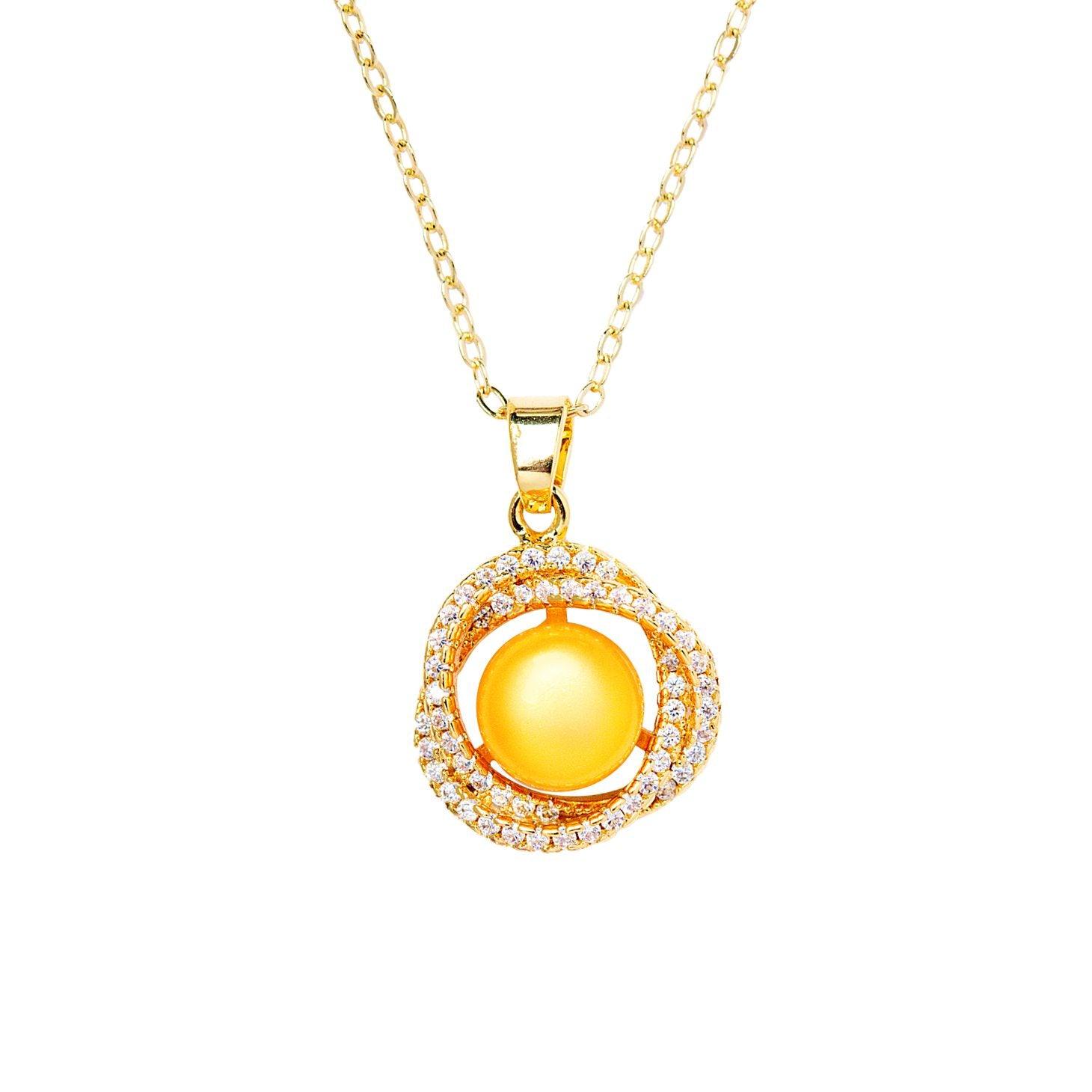 Double Loop Twist Gold Pearl Necklace 1