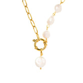 Paperclip Chain Pearl Necklace8