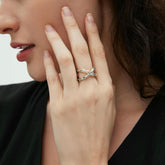 Double Layers Cross X-Shape Ring 5