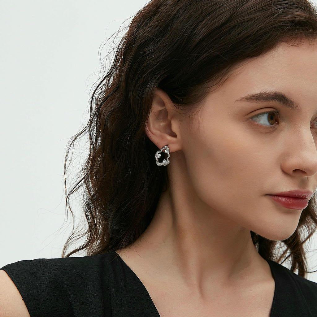 Irregular Hollow Lava Loop Earrings5