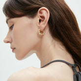 Wavy Pearl Huggie Earrings5