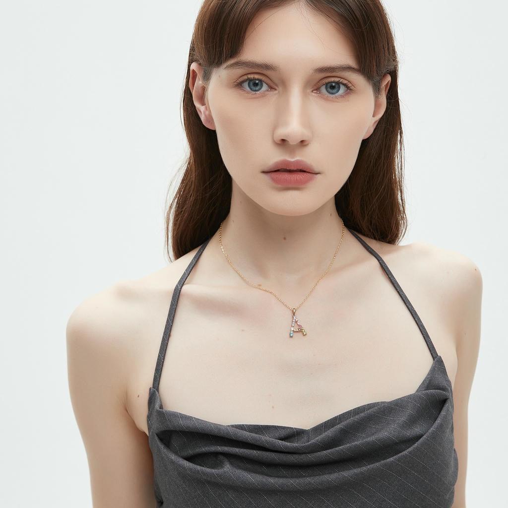 Rainbow A Letter Pendant5