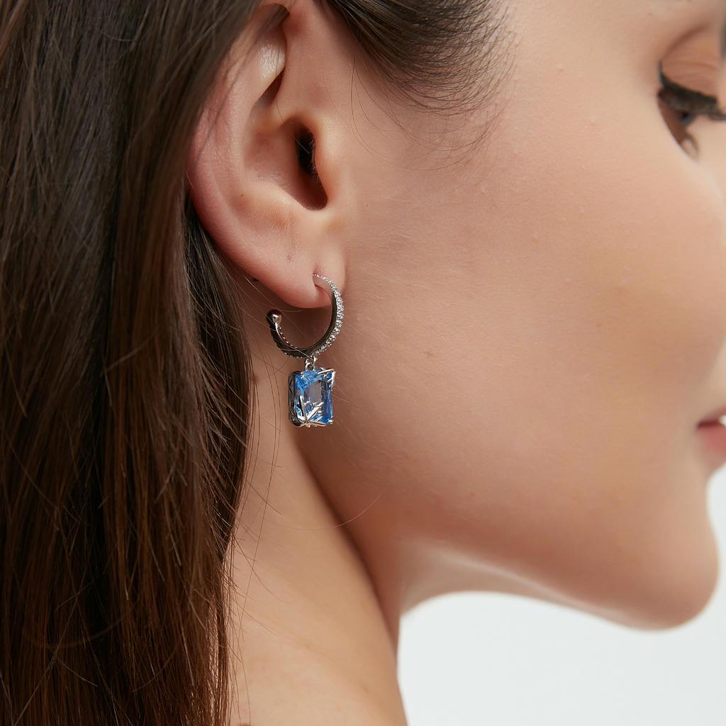 Square Zircon Snowflake Earrings2