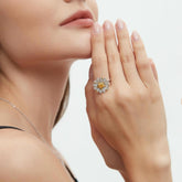 Yellow Diamond Daisy Ring5