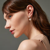 18K Gold CZ Pearl Earrings 5