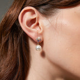 18K Gold CZ Pearl Earrings 3