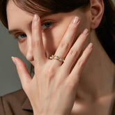 Square-Cut Diamond and Pearl Open Ring3