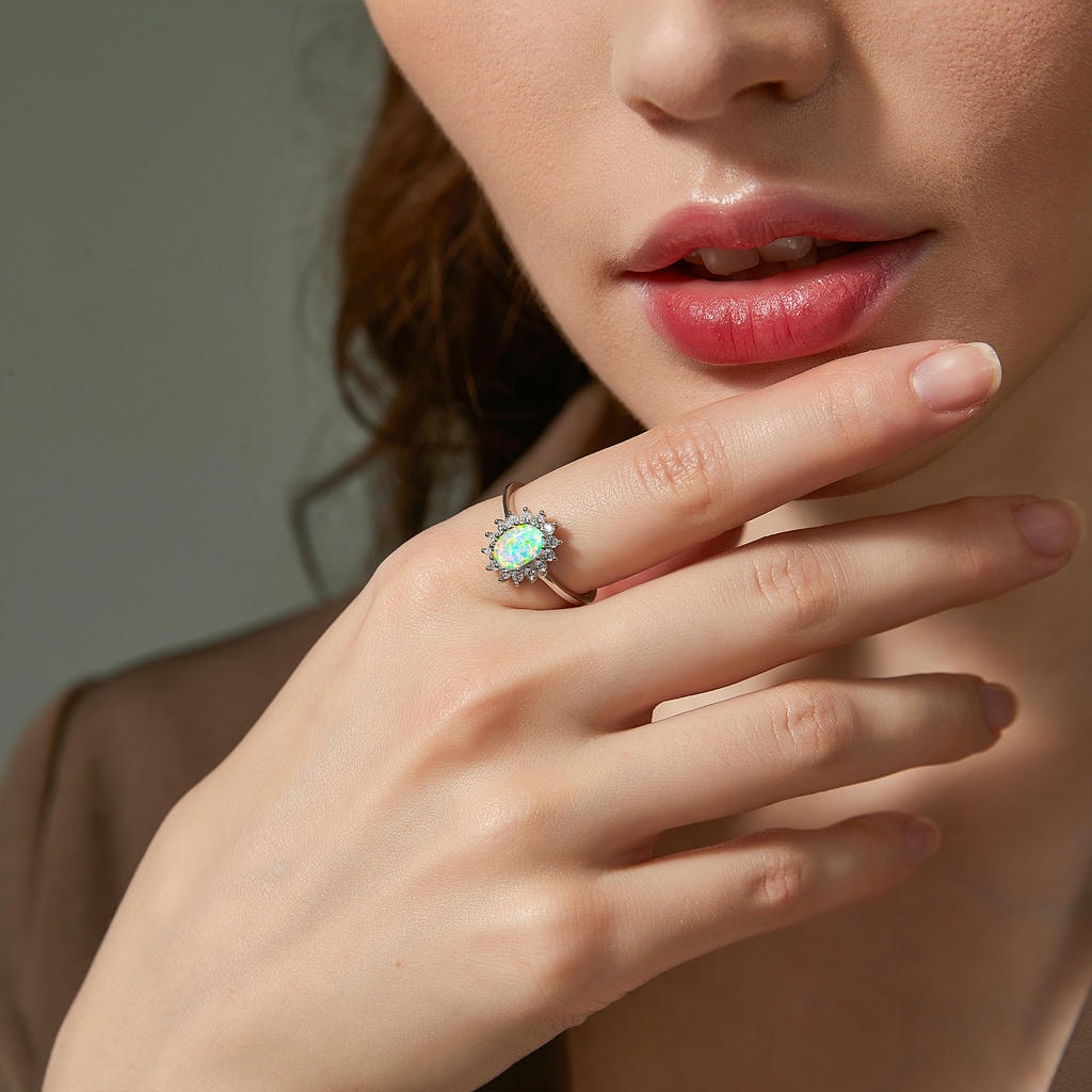 Opal Halo Ring
