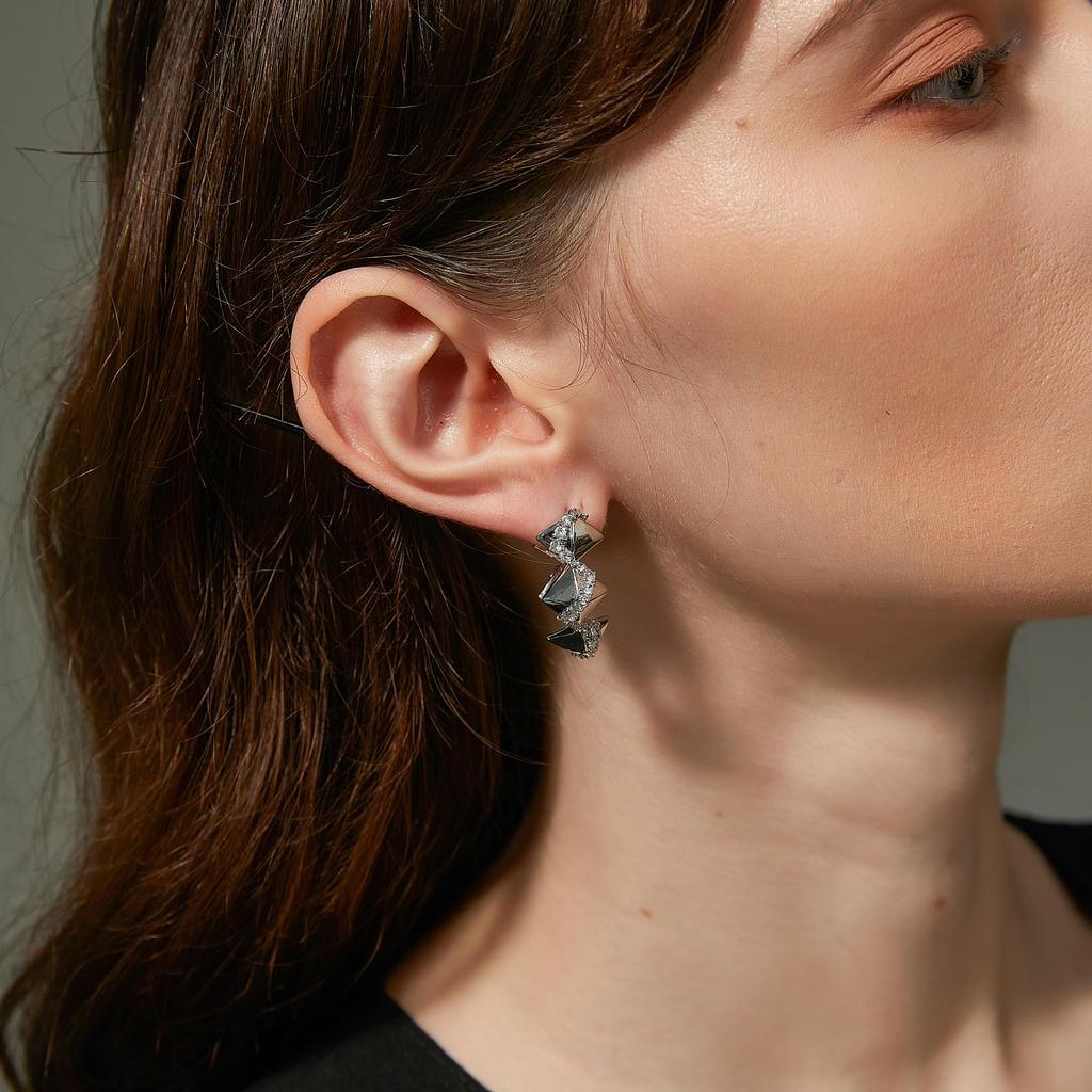 Geometric Shard Diamond Hoop Earrings 5