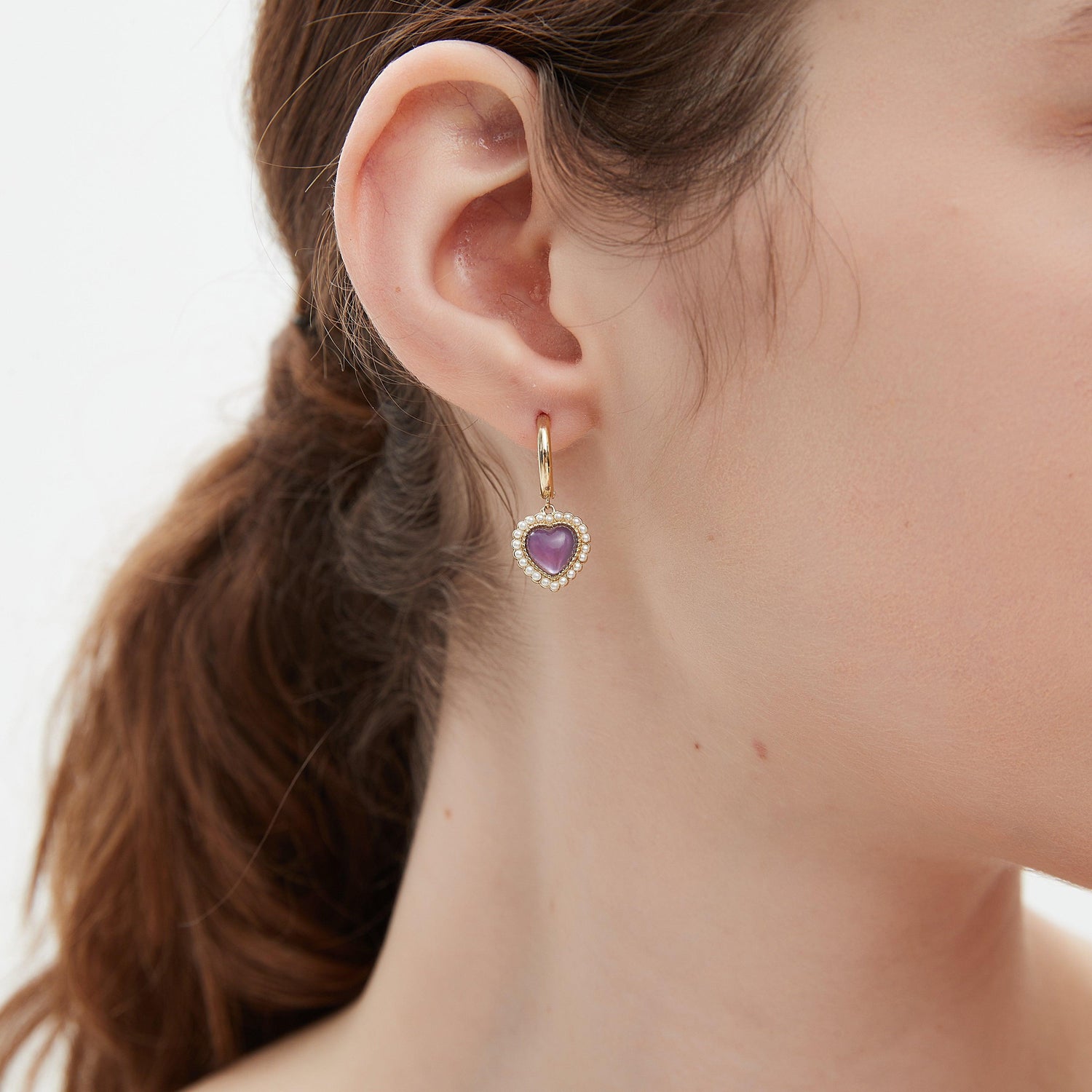 Heart-Shaped Amethyst Earrings 4