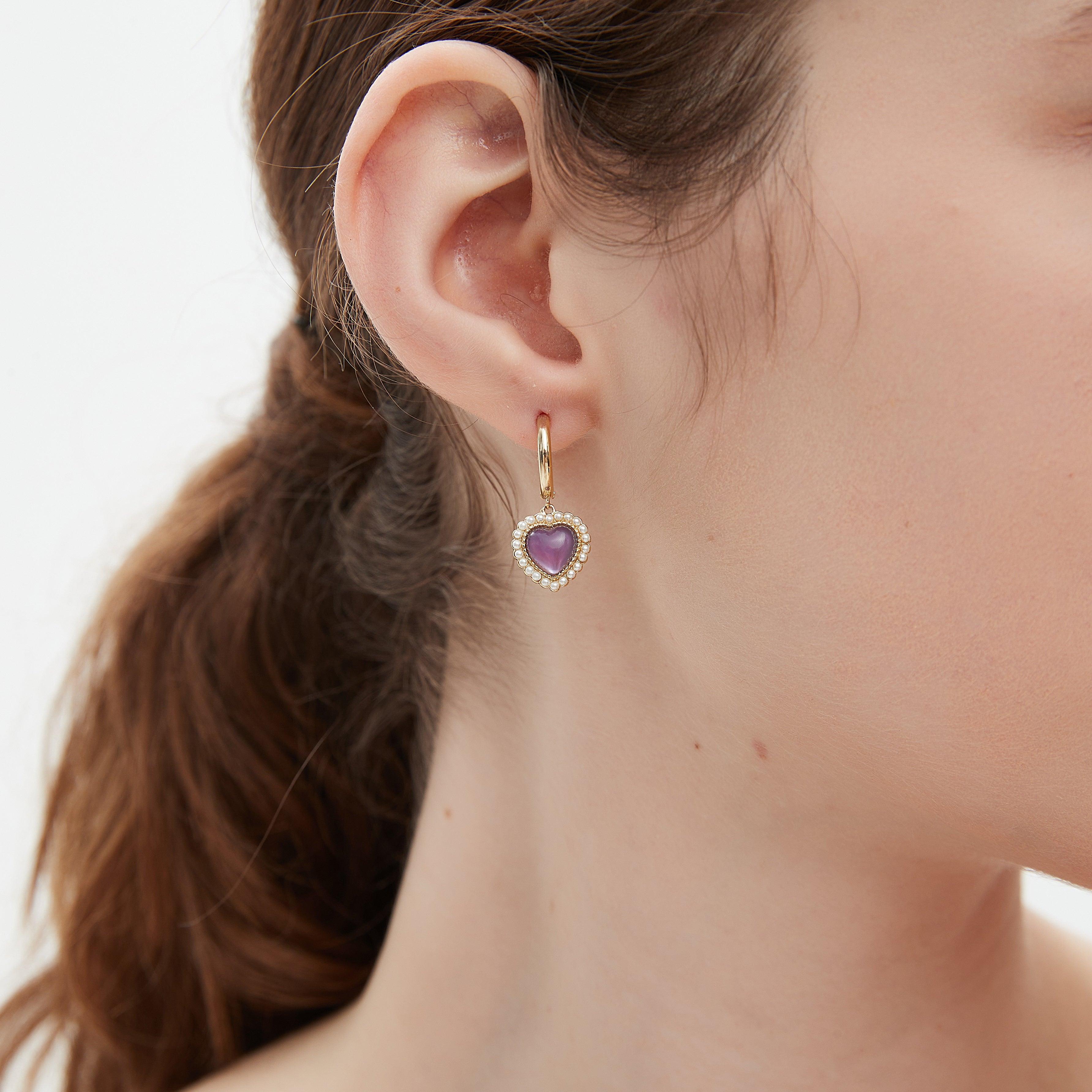 Heart-Shaped Amethyst Earrings 4