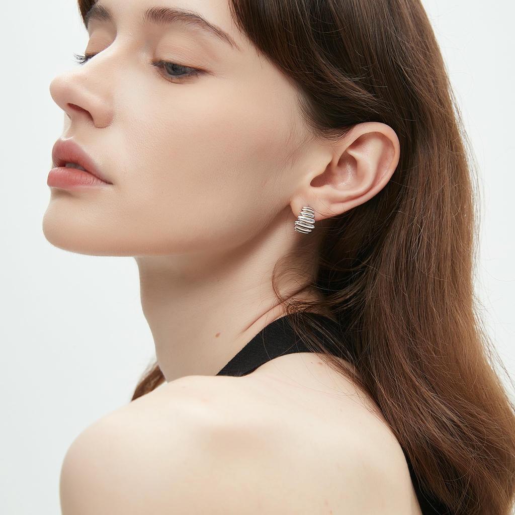 Puffy Silver Hoop Earrings5