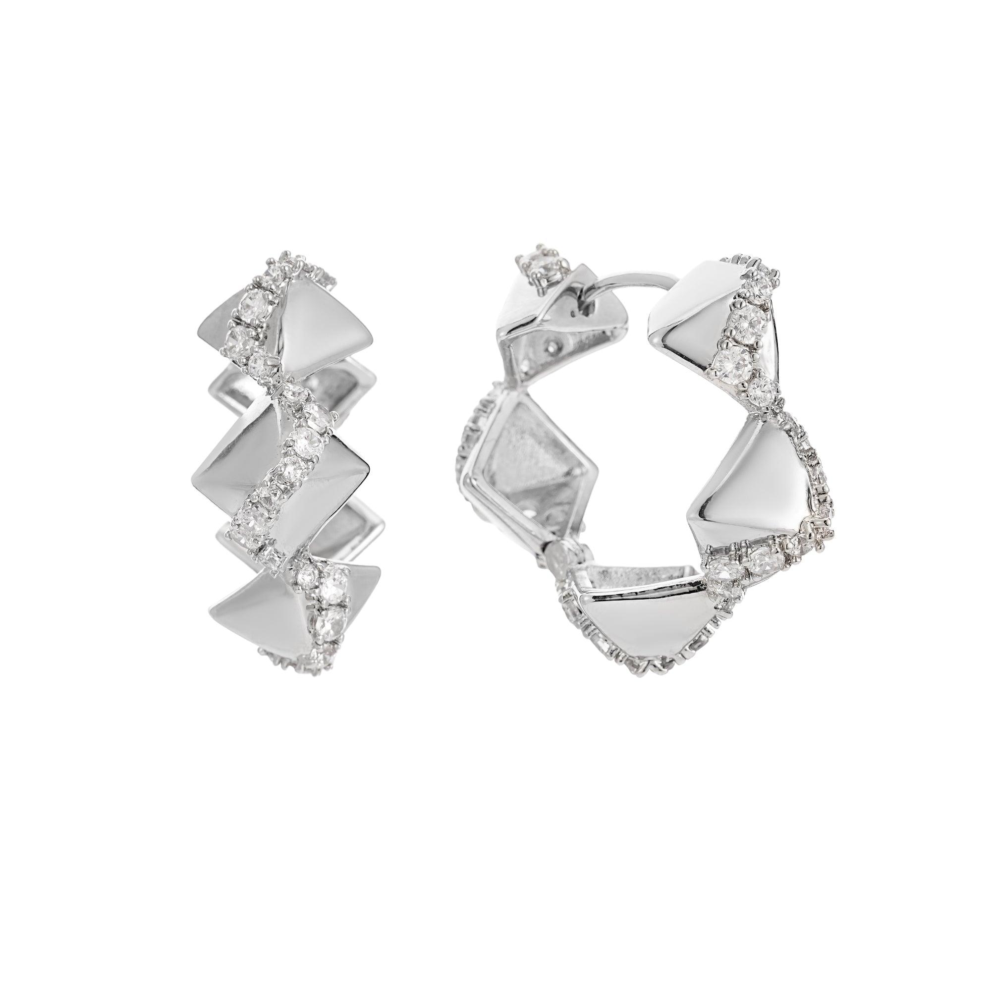 Geometric Shard Diamond Hoop Earrings 1