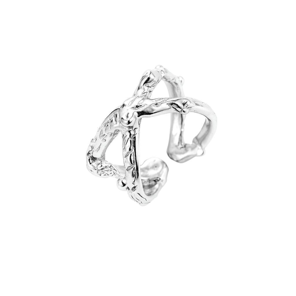 Double Layers Cross X-Shape Ring 6