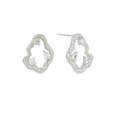 Irregular Hollow Lava Loop Earrings1