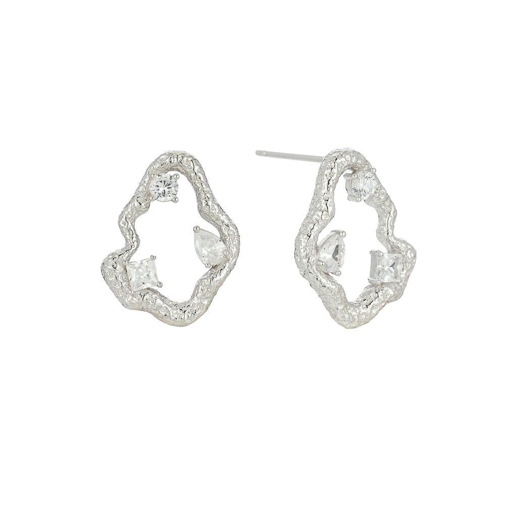 Irregular Hollow Lava Loop Earrings1
