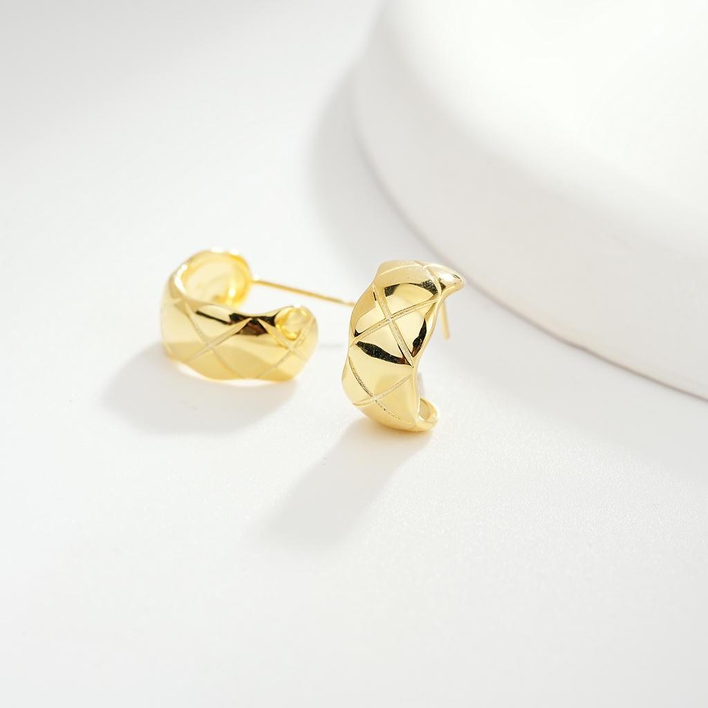 Quilted Dome Huggie Earrings7