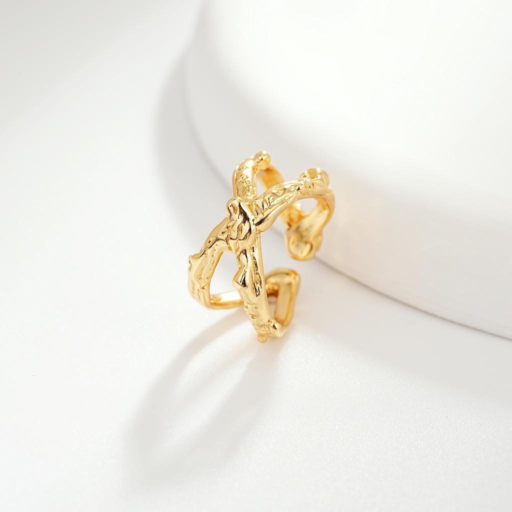 Double Layers Cross X-Shape Ring 7