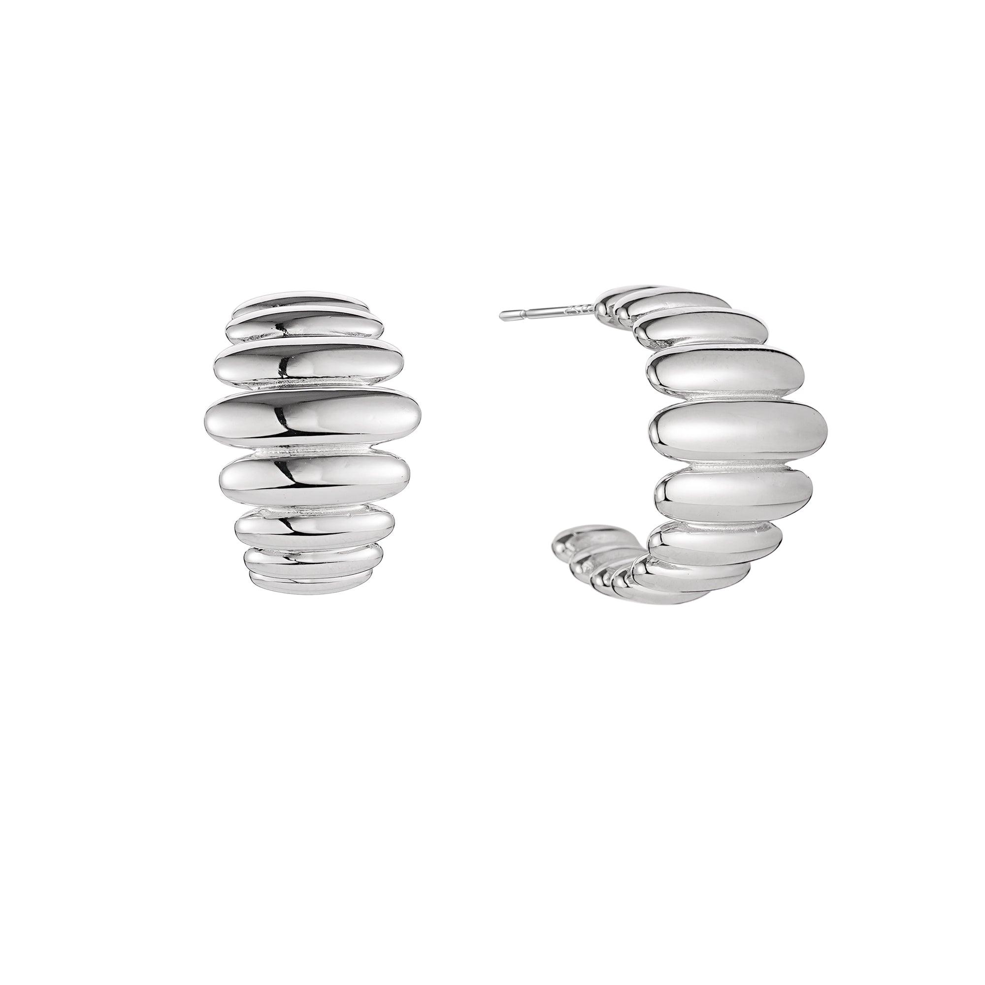 Puffy Silver Hoop Earrings1