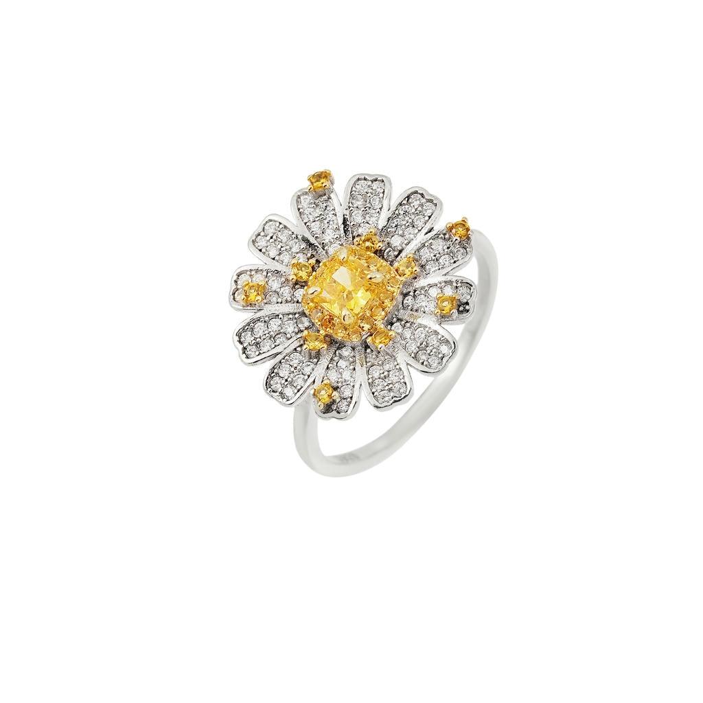 Yellow Diamond Daisy Ring1