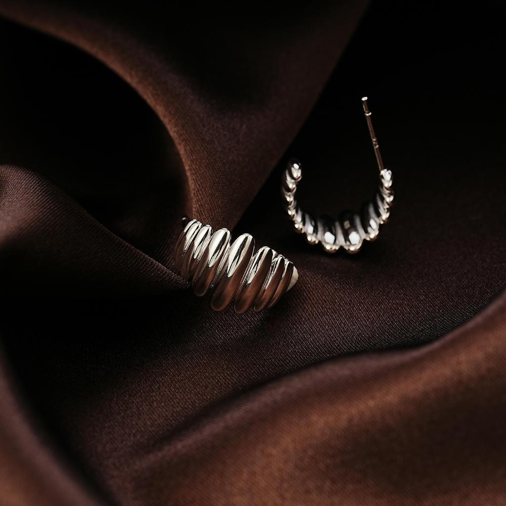 Puffy Silver Hoop Earrings6