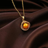 Double Loop Twist Gold Pearl Necklace 3