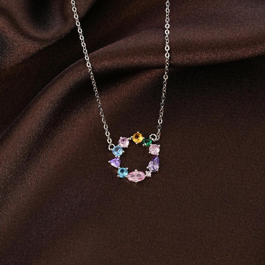 Colorful Zircon Circle Necklace 6