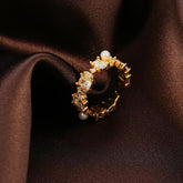 Square-Cut Diamond and Pearl Open Ring6