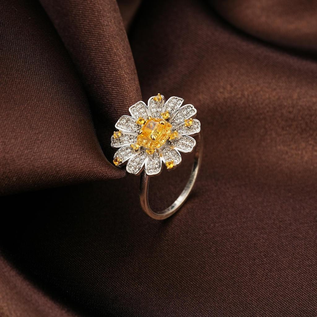 Yellow Diamond Daisy Ring6