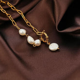 Paperclip Chain Pearl Necklace4