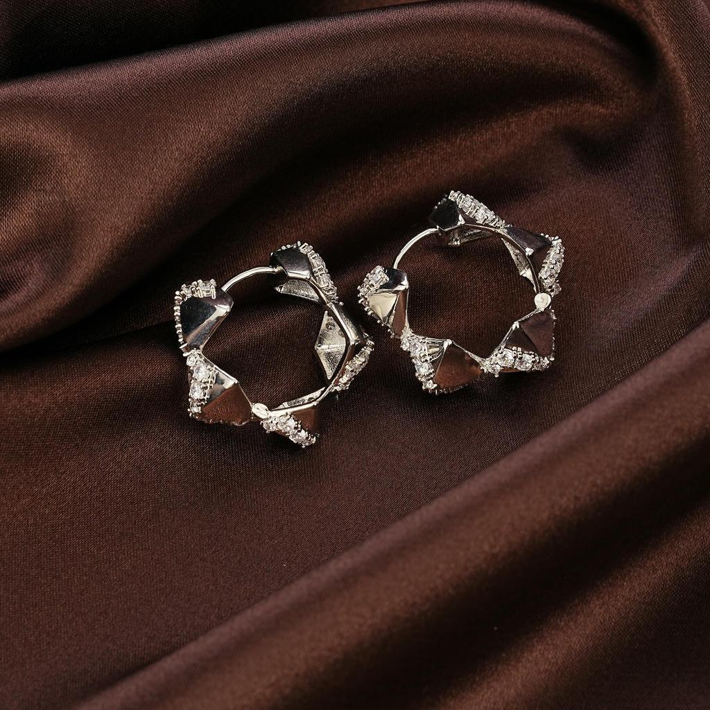 Geometric Shard Diamond Hoop Earrings 6