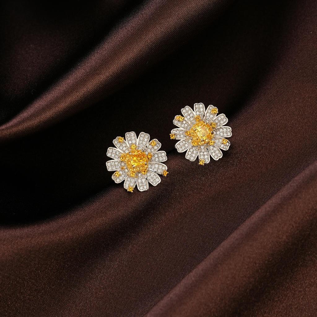 Yellow Diamond Daisy Earrings6