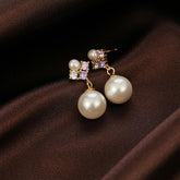 18K Gold CZ Pearl Earrings 6