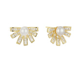 Half Flower Pearl Stud Earrings 1