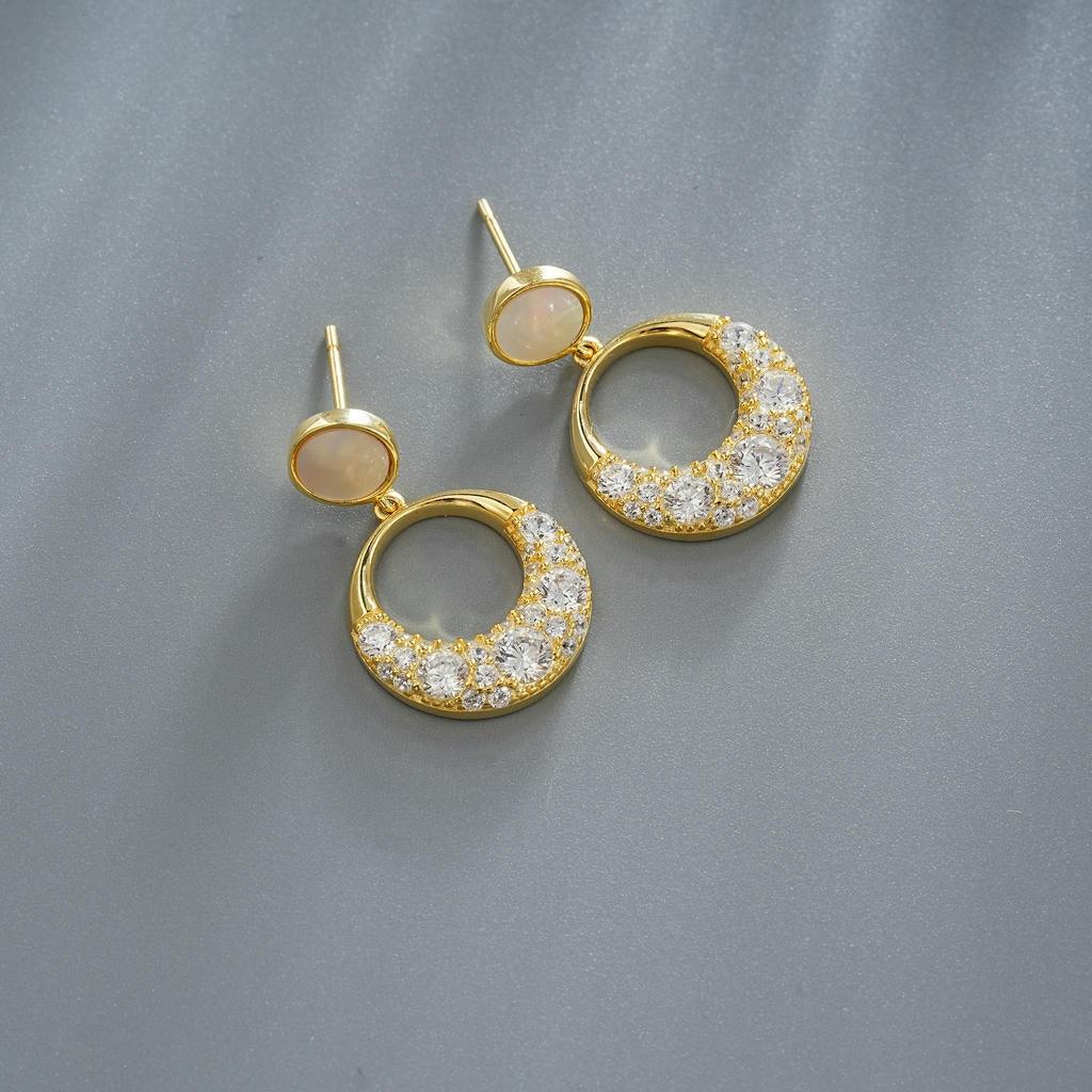 Gemstone Round Drop Earrings 6