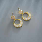 Gemstone Round Drop Earrings 6