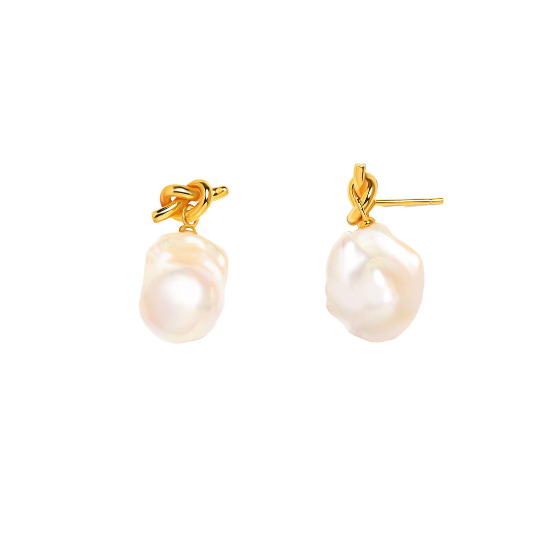 Baroque Pearl Metal Knot Earrings 1
