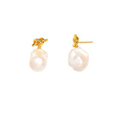 Baroque Pearl Metal Knot Earrings 1